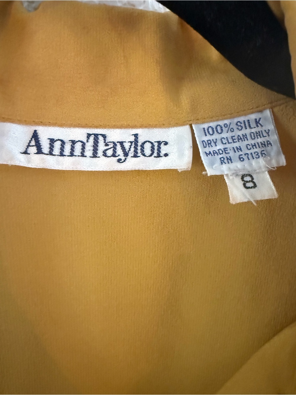 Vintage Ann Taylor Silk Blend Mustard Yellow Blouse - Picture 2 of 3